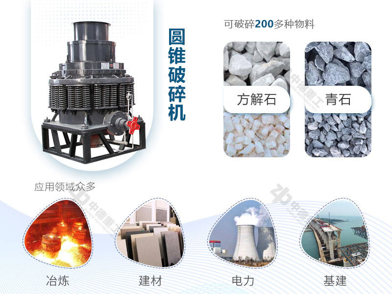 圓錐破能處理多種物料，且應(yīng)用領(lǐng)域廣泛